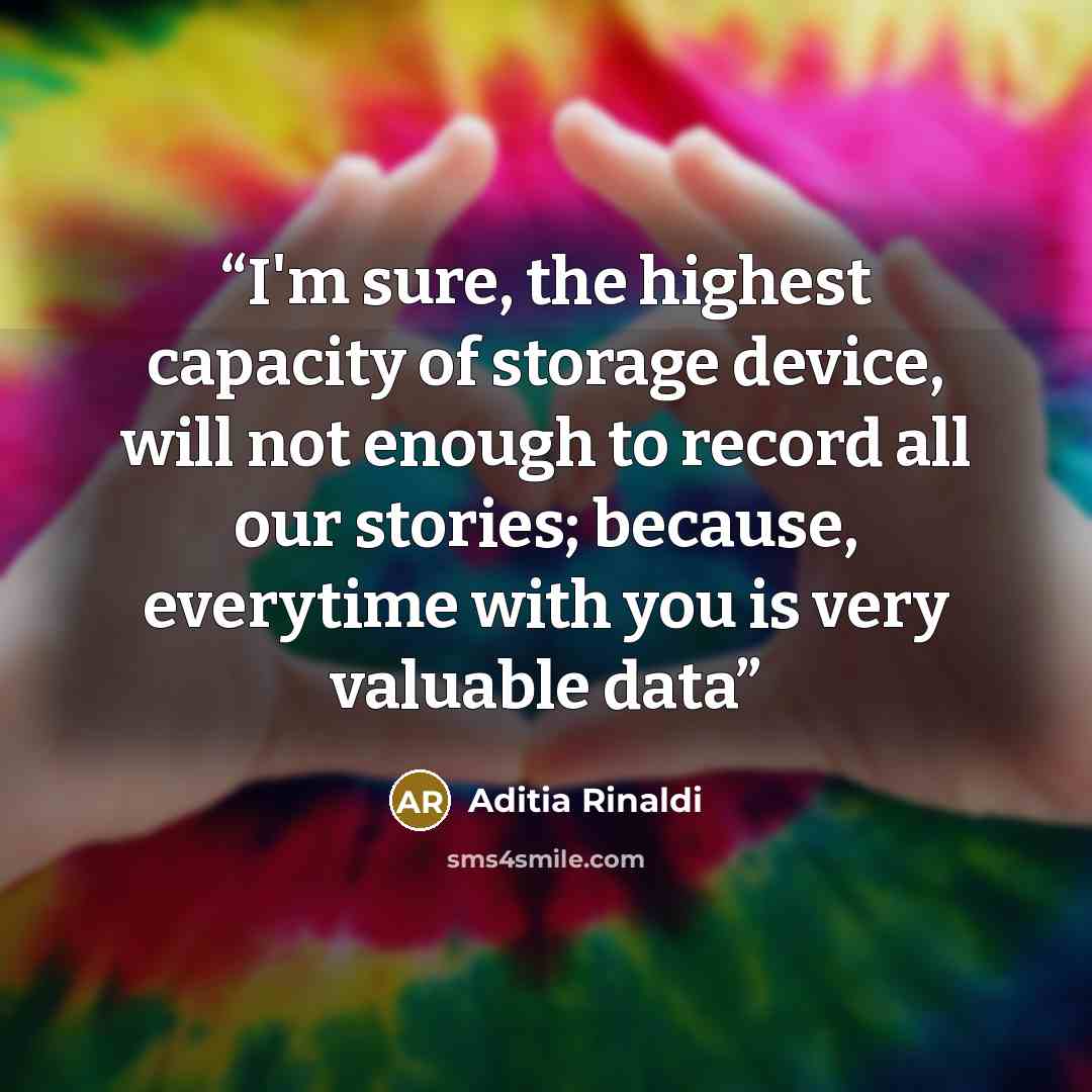 “I'm sure, the highest capacity of storage device, will not enough to record all our stories; because, everytime with you is very valuable data” quote by Aditia Rinaldi