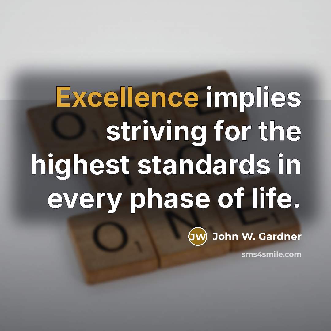 “Excellence implies striving for the highest standards in every phase of life.” quote by John W. Gardner