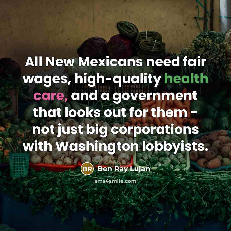 “All New Mexicans need fair wages, high-quality health care, and a government that looks out for them - not just big corporations with Washington lobbyists.” quote by Ben Ray Lujan