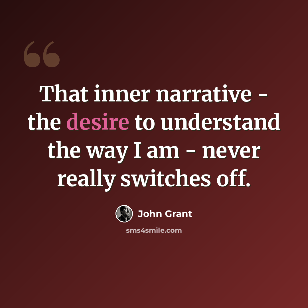 “That inner narrative - the desire to understand the way I am - never really switches off.” quote by John Grant