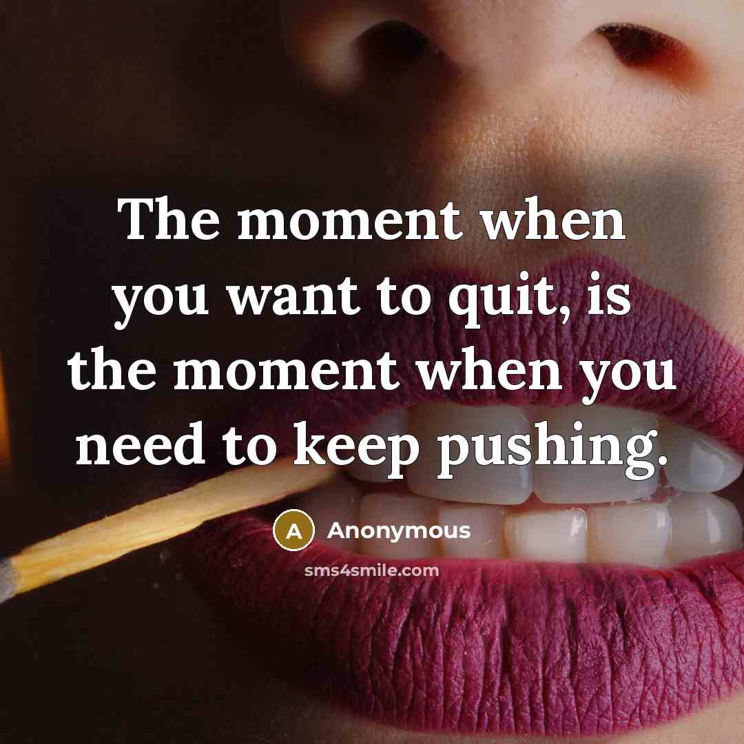 “The moment when you want to quit, is the moment when you need to keep pushing.” quote by Anonymous