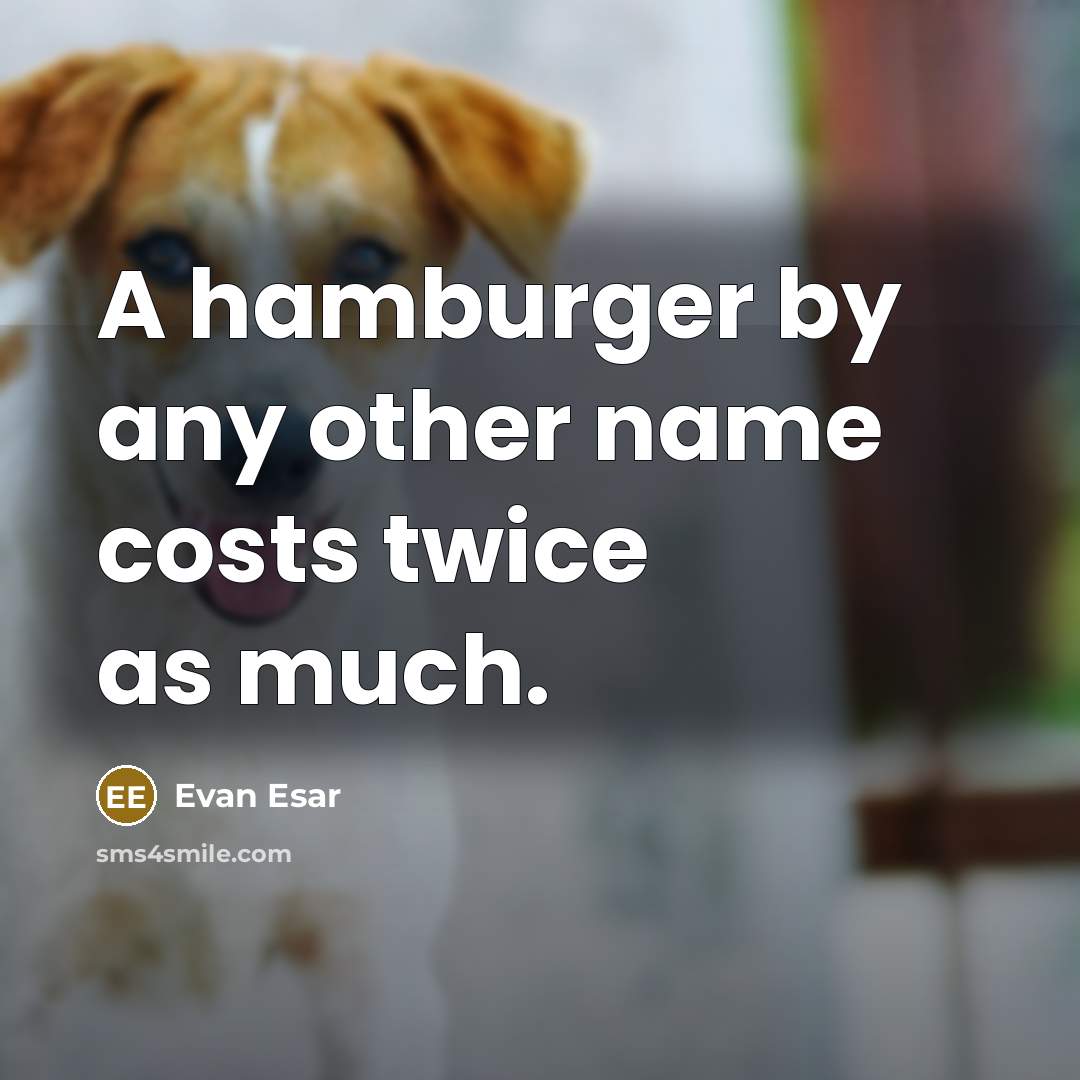 “A hamburger by any other name costs twice as much.” quote by Evan Esar