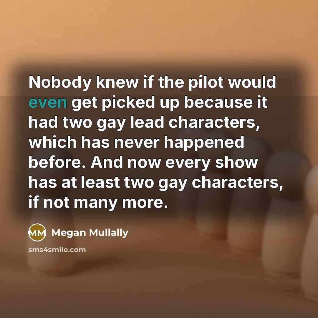 “Nobody knew if the pilot would even get picked up because it had two gay lead characters, which has never happened before. And now every show has at least two gay characters, if not many more.” quote by Megan Mullally