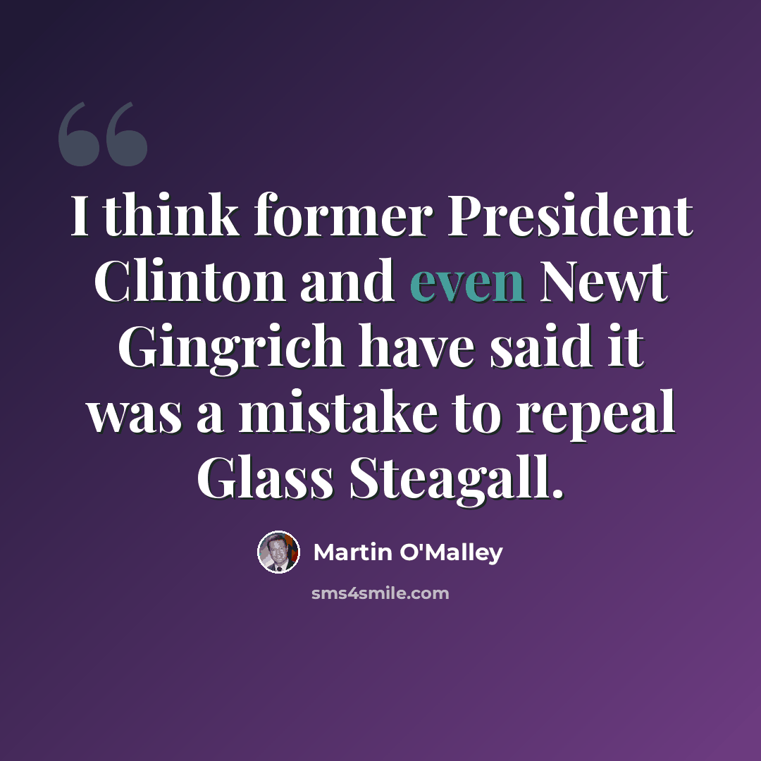 “I think former President Clinton and even Newt Gingrich have said it was a mistake to repeal Glass Steagall.” quote by Martin O'Malley