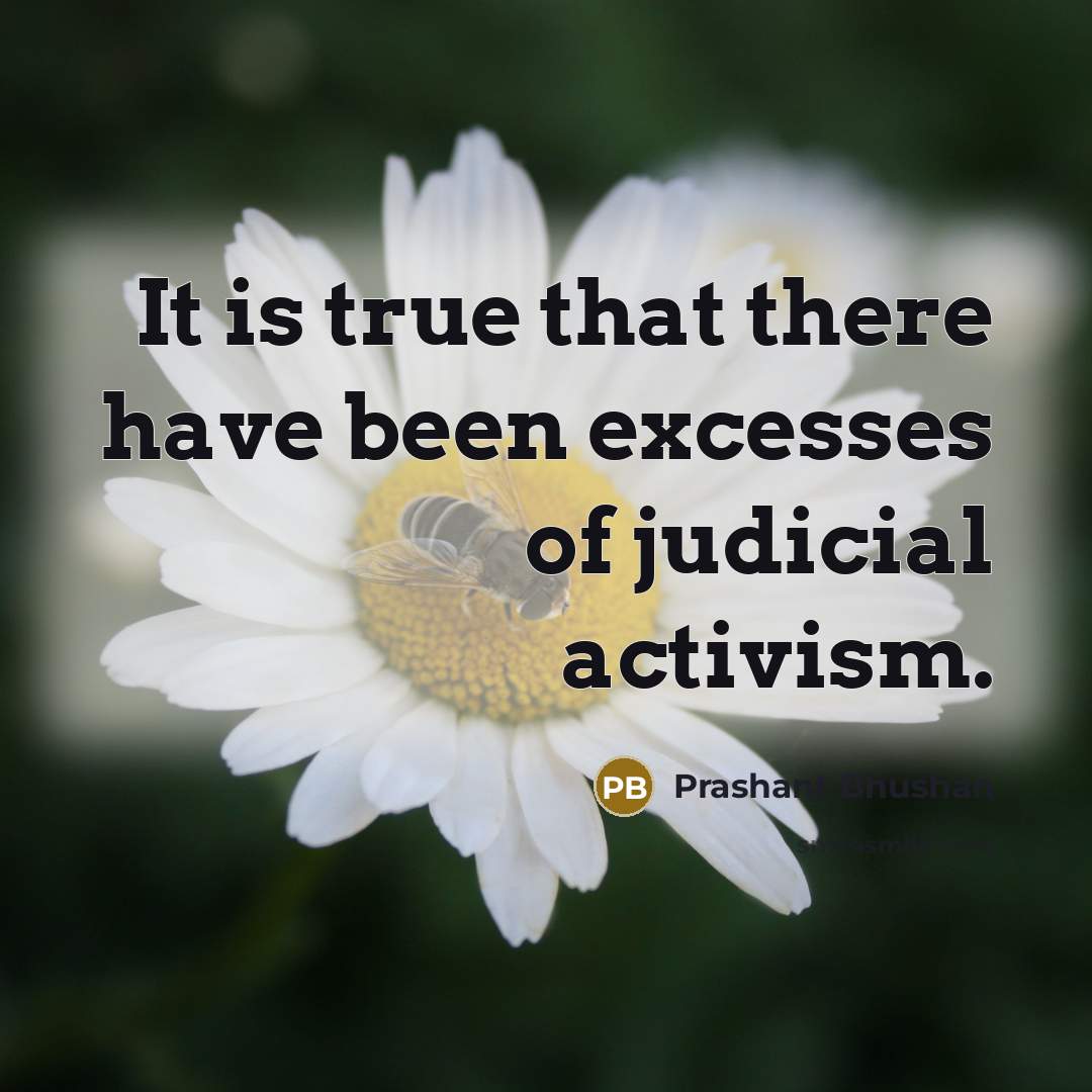 “It is true that there have been excesses of judicial activism.” quote by Prashant Bhushan