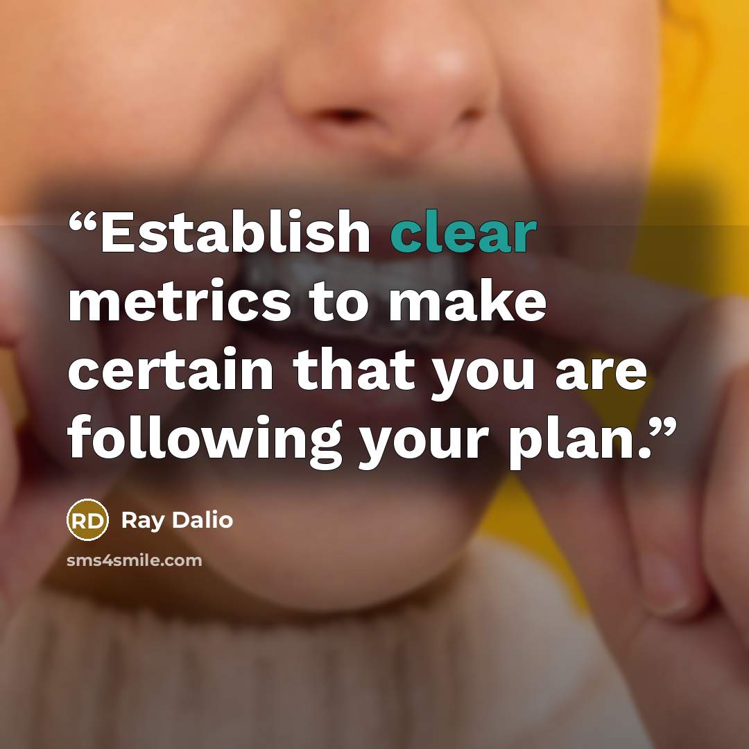 “Establish clear metrics to make certain that you are following your plan.” quote by Ray Dalio