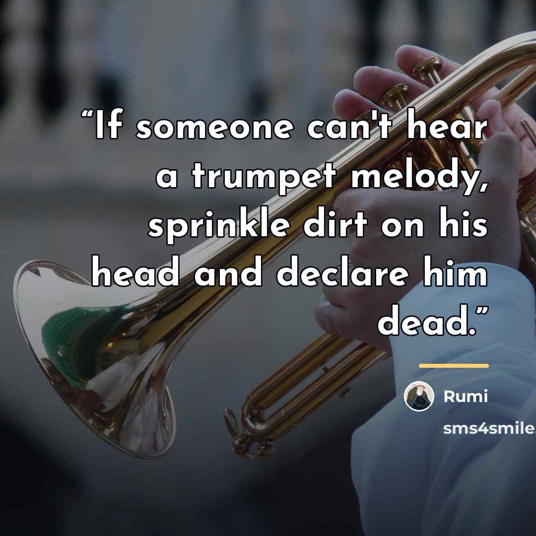 “If someone can't hear a trumpet melody, sprinkle dirt on his head and declare him dead.” quote by Rumi