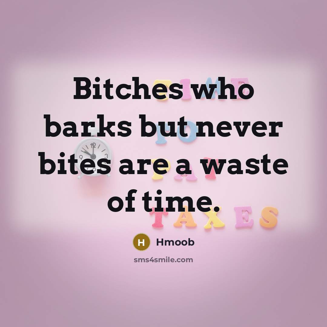 “Bitches who barks but never bites are a waste of time.” quote by Hmoob