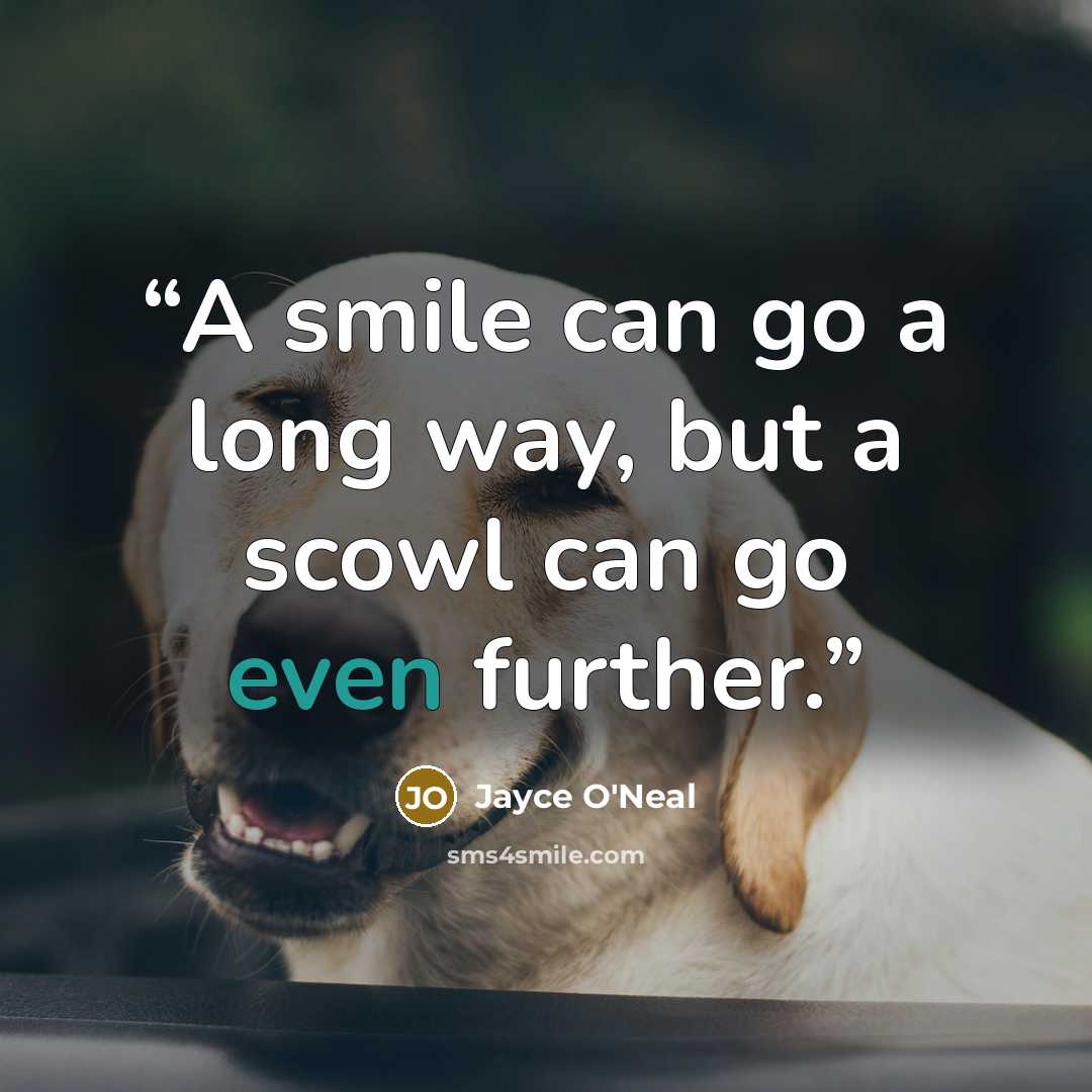 “A smile can go a long way, but a scowl can go even further.” quote by Jayce O'Neal