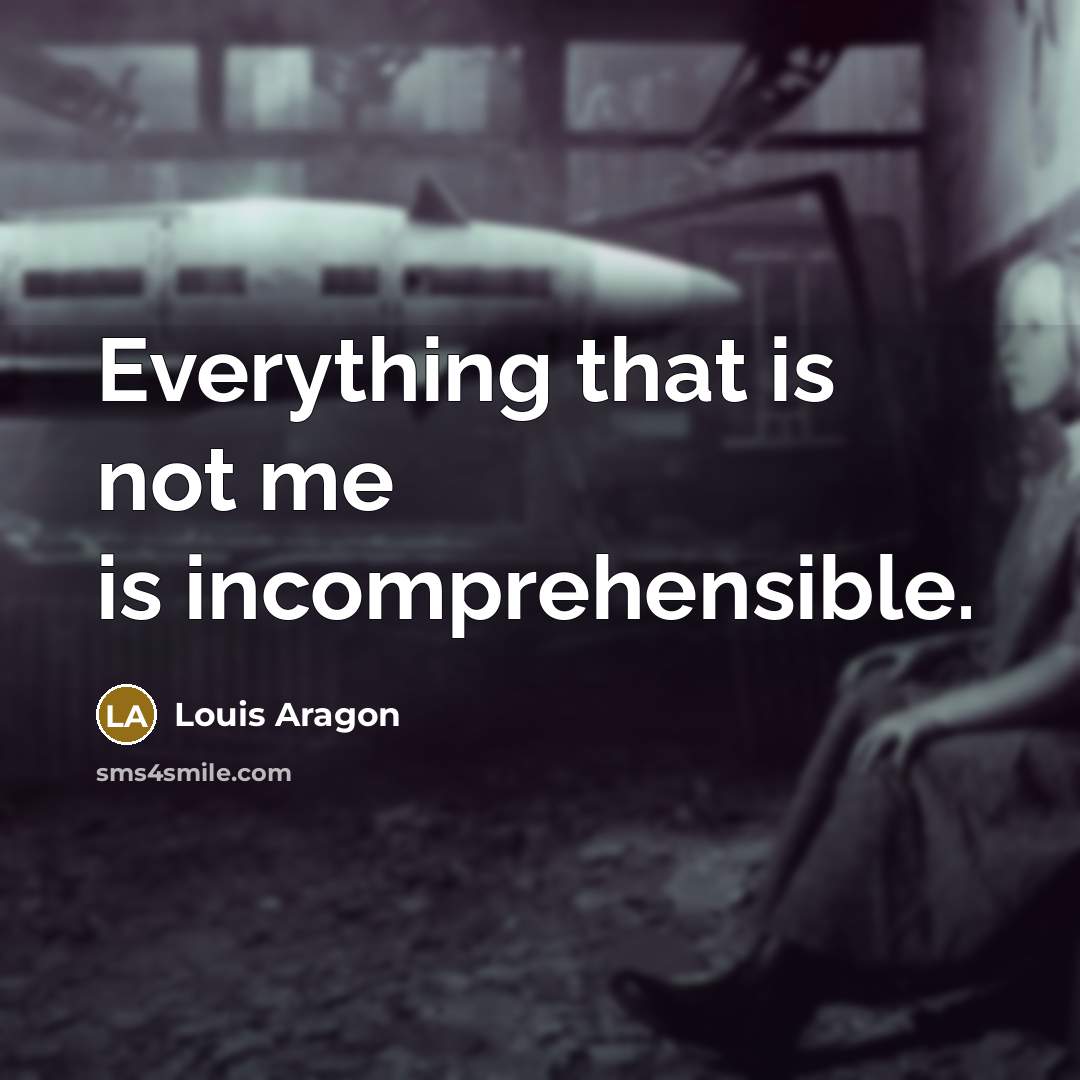 “Everything that is not me is incomprehensible.” quote by Louis Aragon