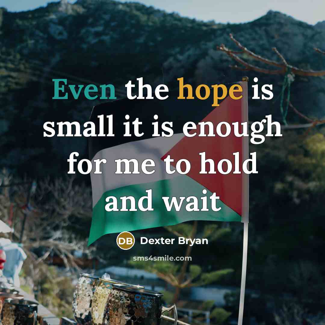 “Even the hope is small it is enough for me to hold and wait” quote by Dexter Bryan