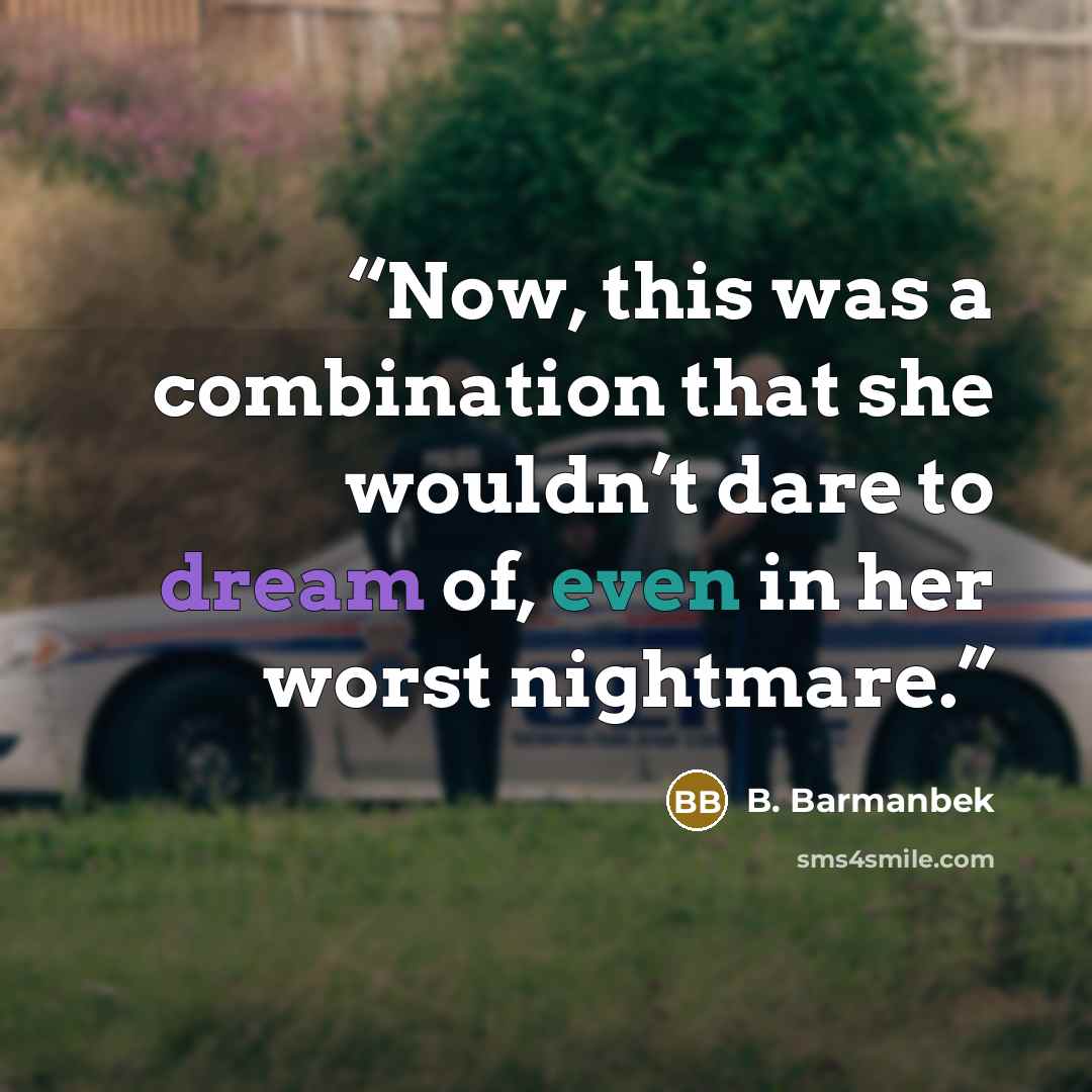 “Now, this was a combination that she wouldn’t dare to dream of, even in her worst nightmare.” quote by B. Barmanbek