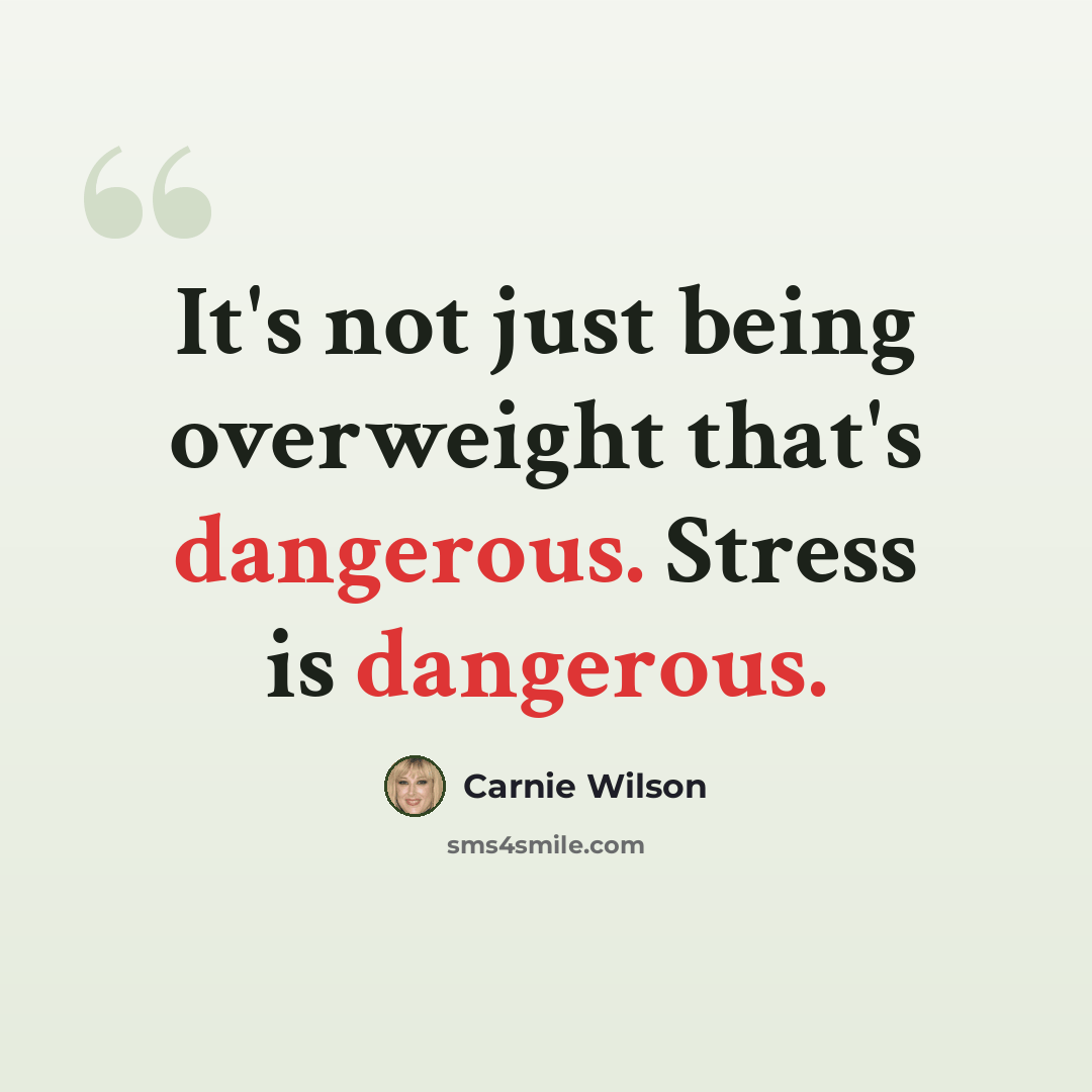 “It's not just being overweight that's dangerous. Stress is dangerous.” quote by Carnie Wilson
