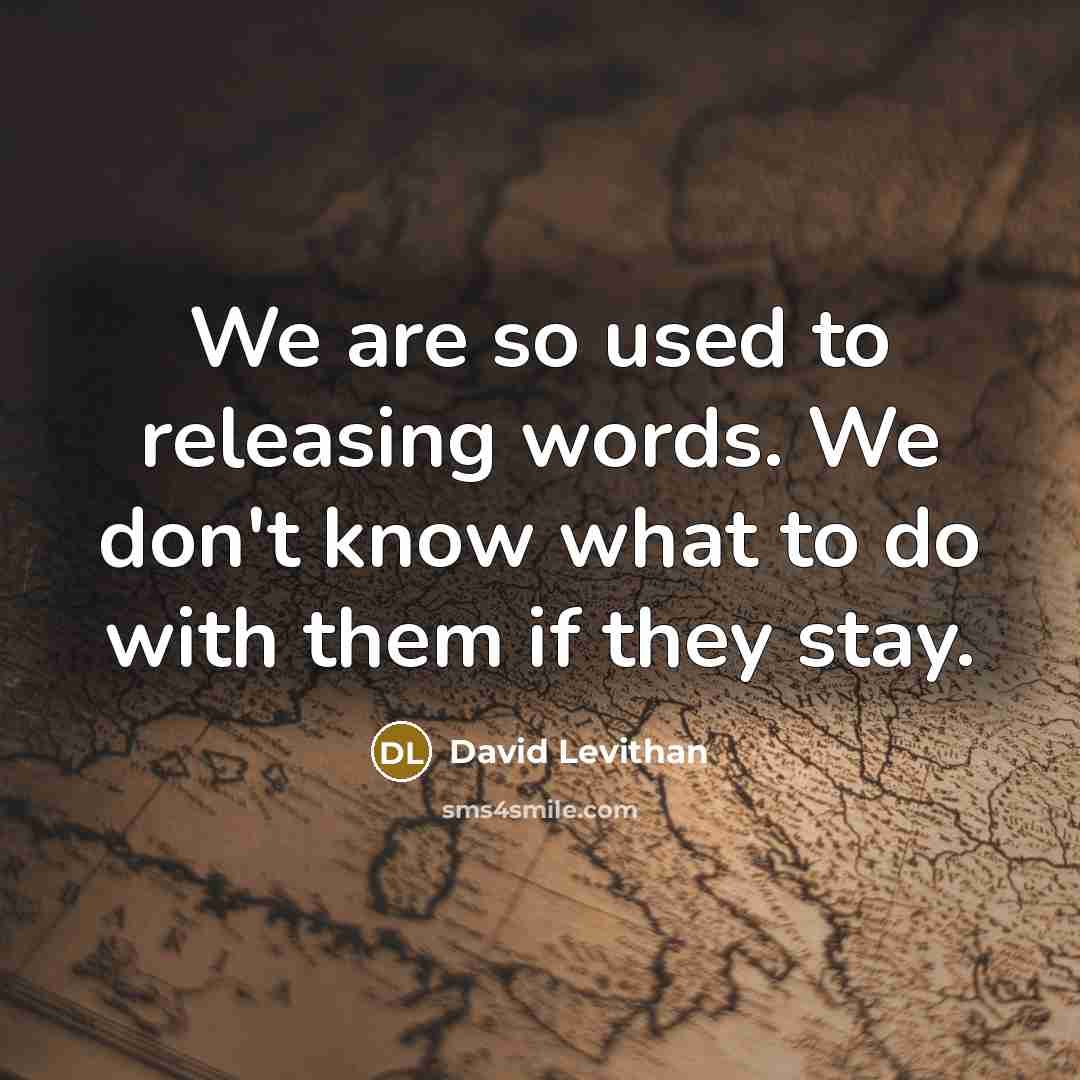 “We are so used to releasing words. We don't know what to do with them if they stay.” quote by David Levithan