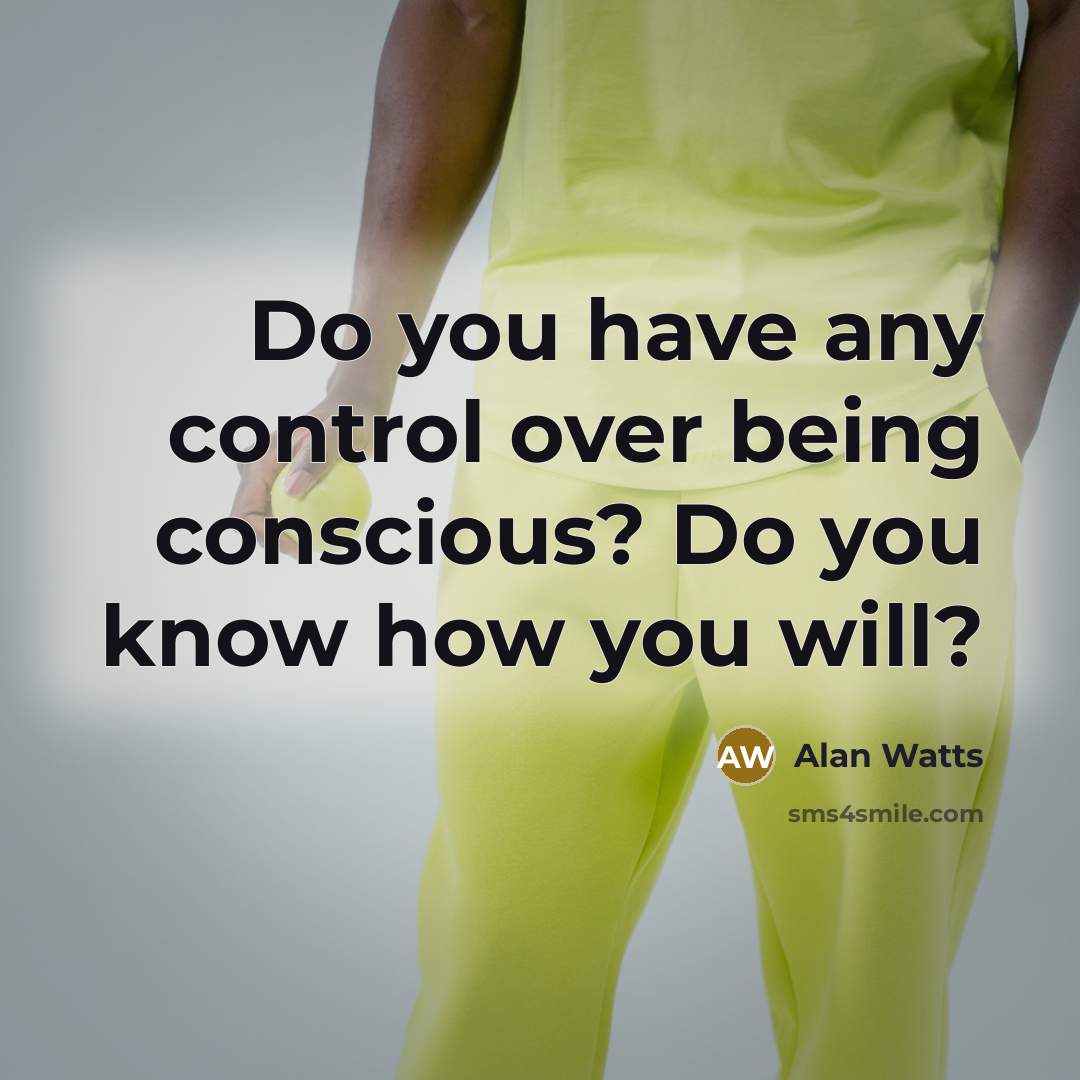 “Do you have any control over being conscious? Do you know how you will?” quote by Alan Watts