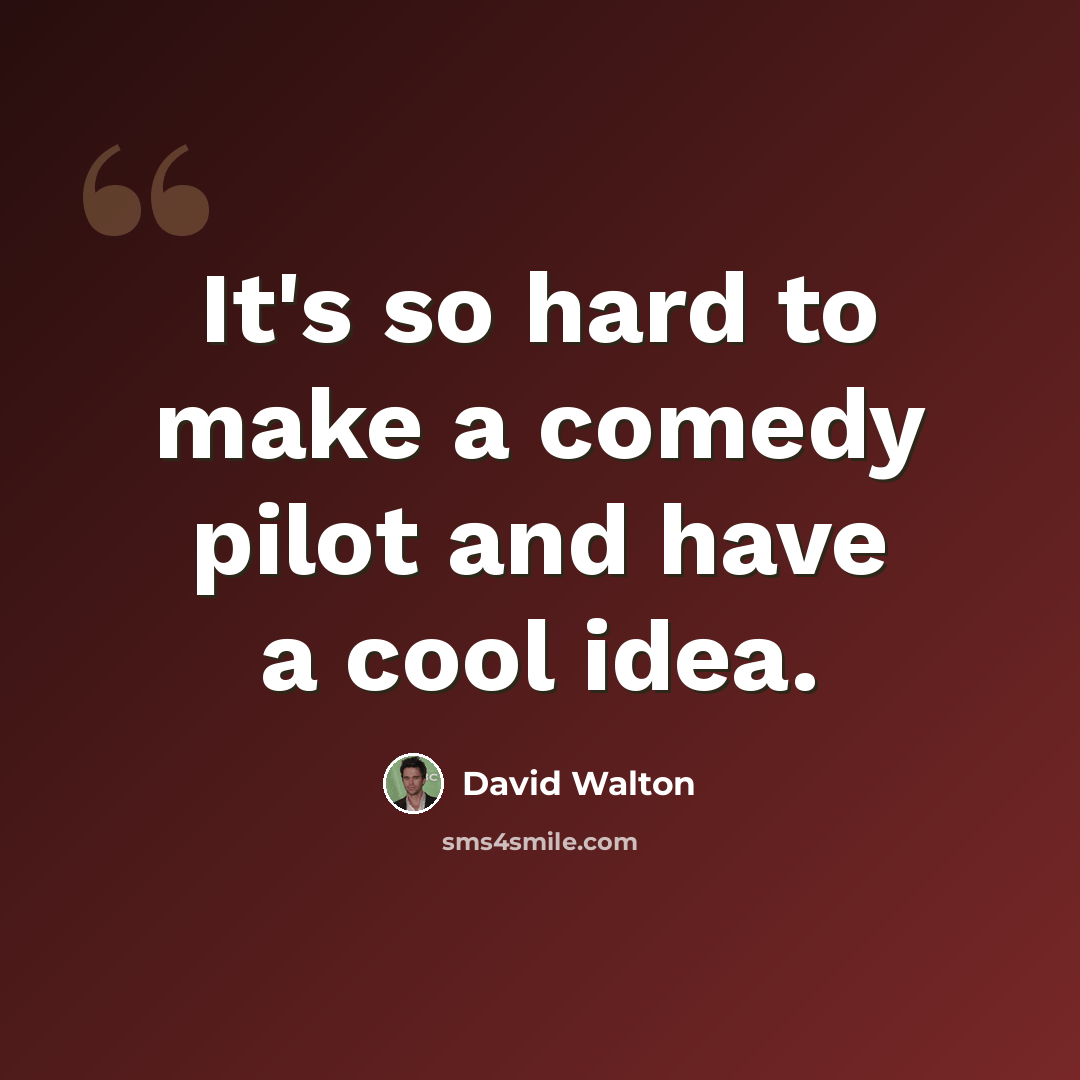 “It's so hard to make a comedy pilot and have a cool idea.” quote by David Walton