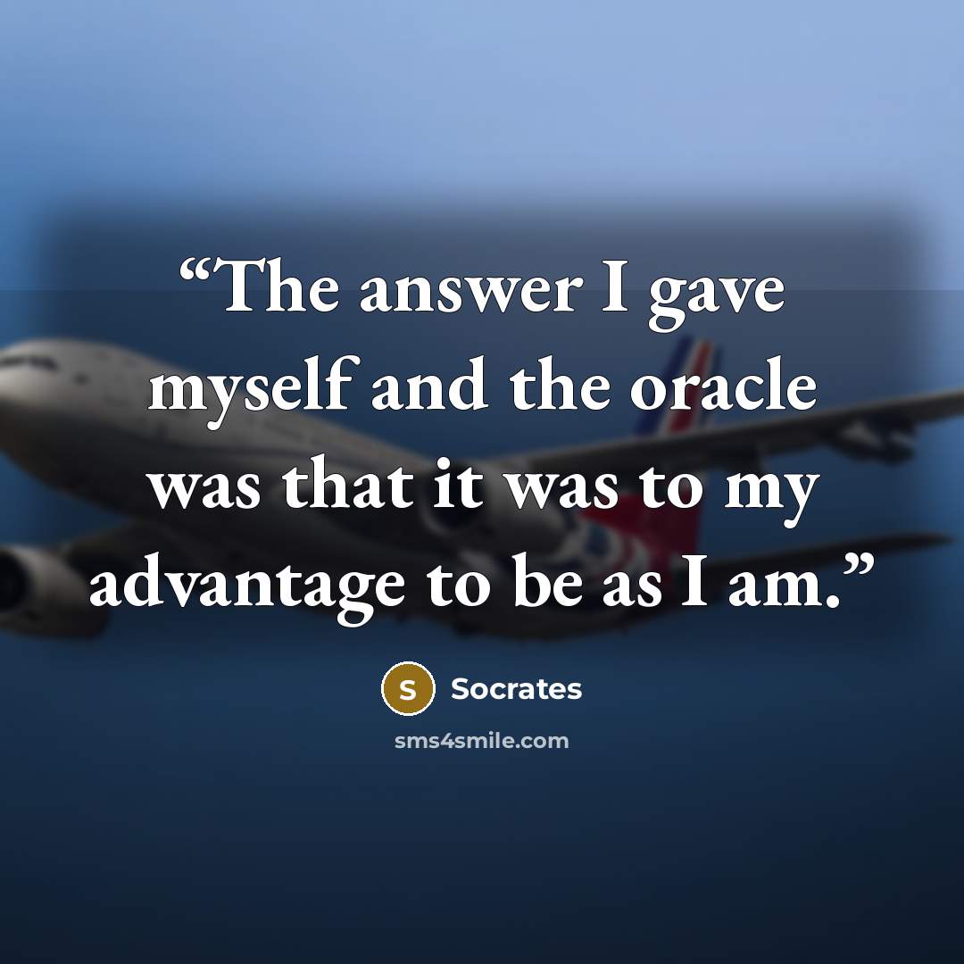 “The answer I gave myself and the oracle was that it was to my advantage to be as I am.” quote by Socrates