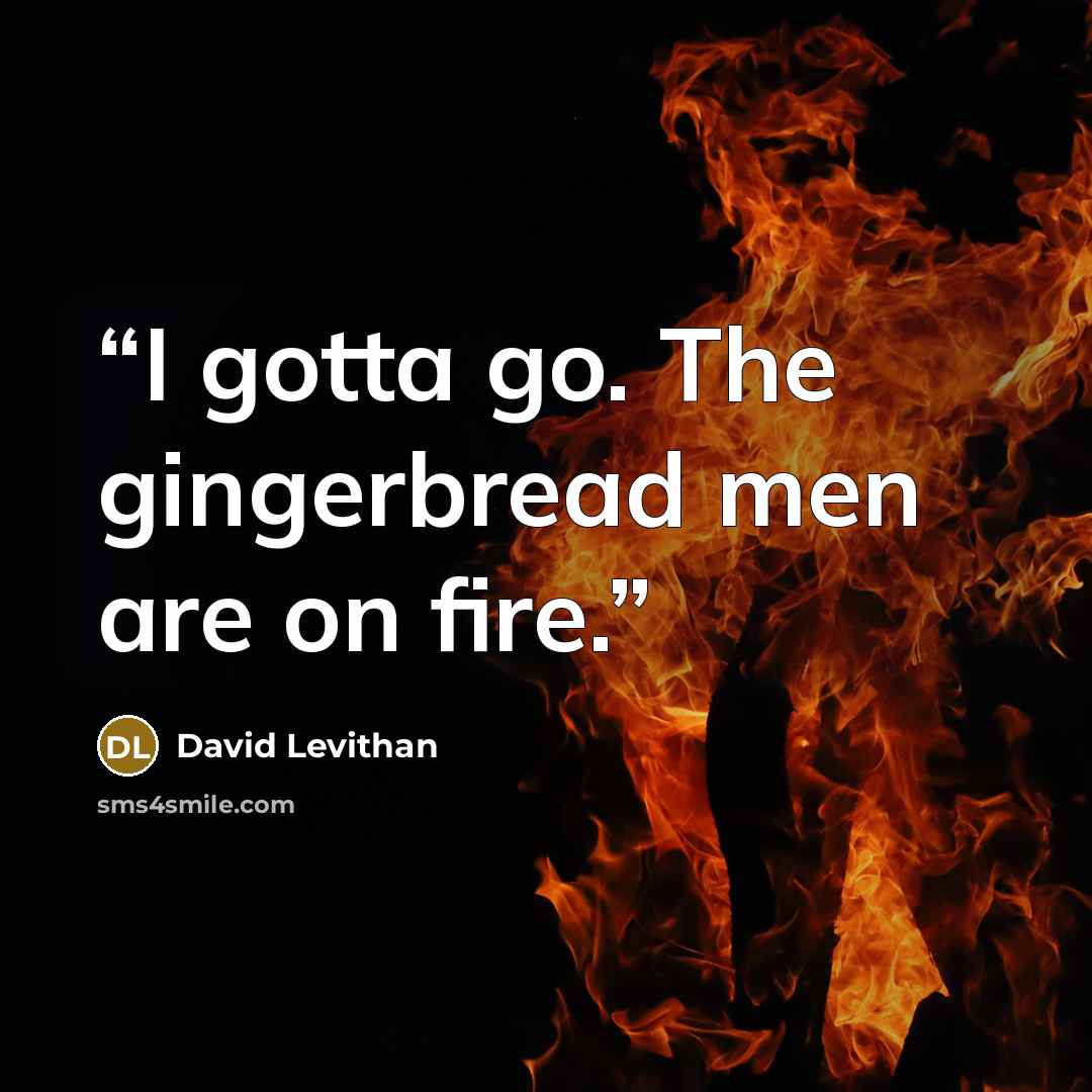 “I gotta go. The gingerbread men are on fire.” quote by David Levithan