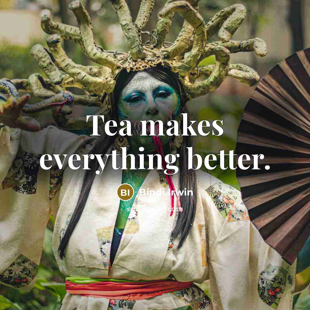 “Tea makes everything better.” quote by Bindi Irwin