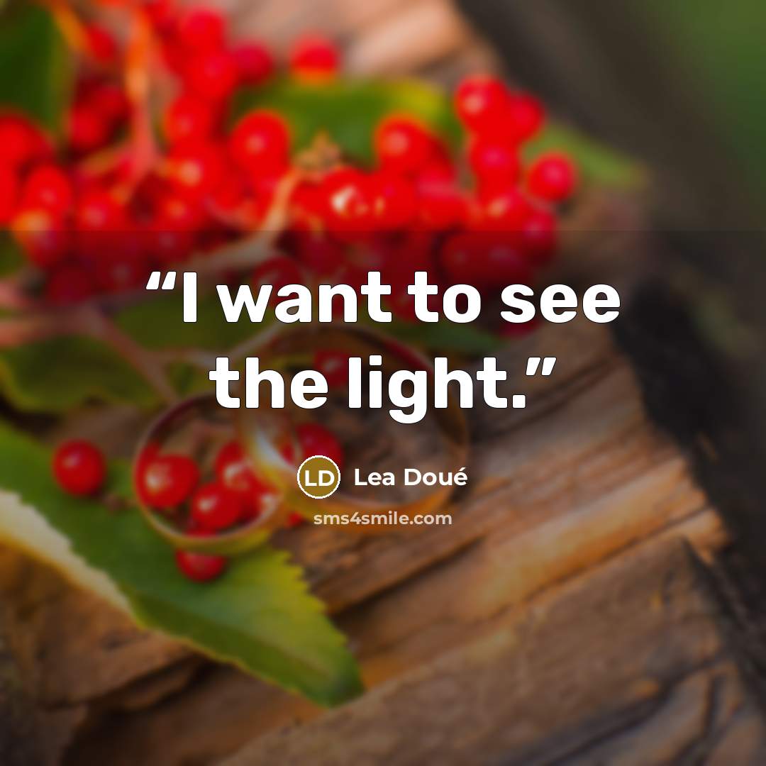 “I want to see the light.” quote by Lea Doué