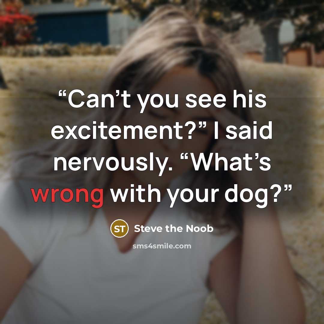 “Can’t you see his excitement?” I said nervously. “What’s wrong with your dog?” quote by Steve the Noob