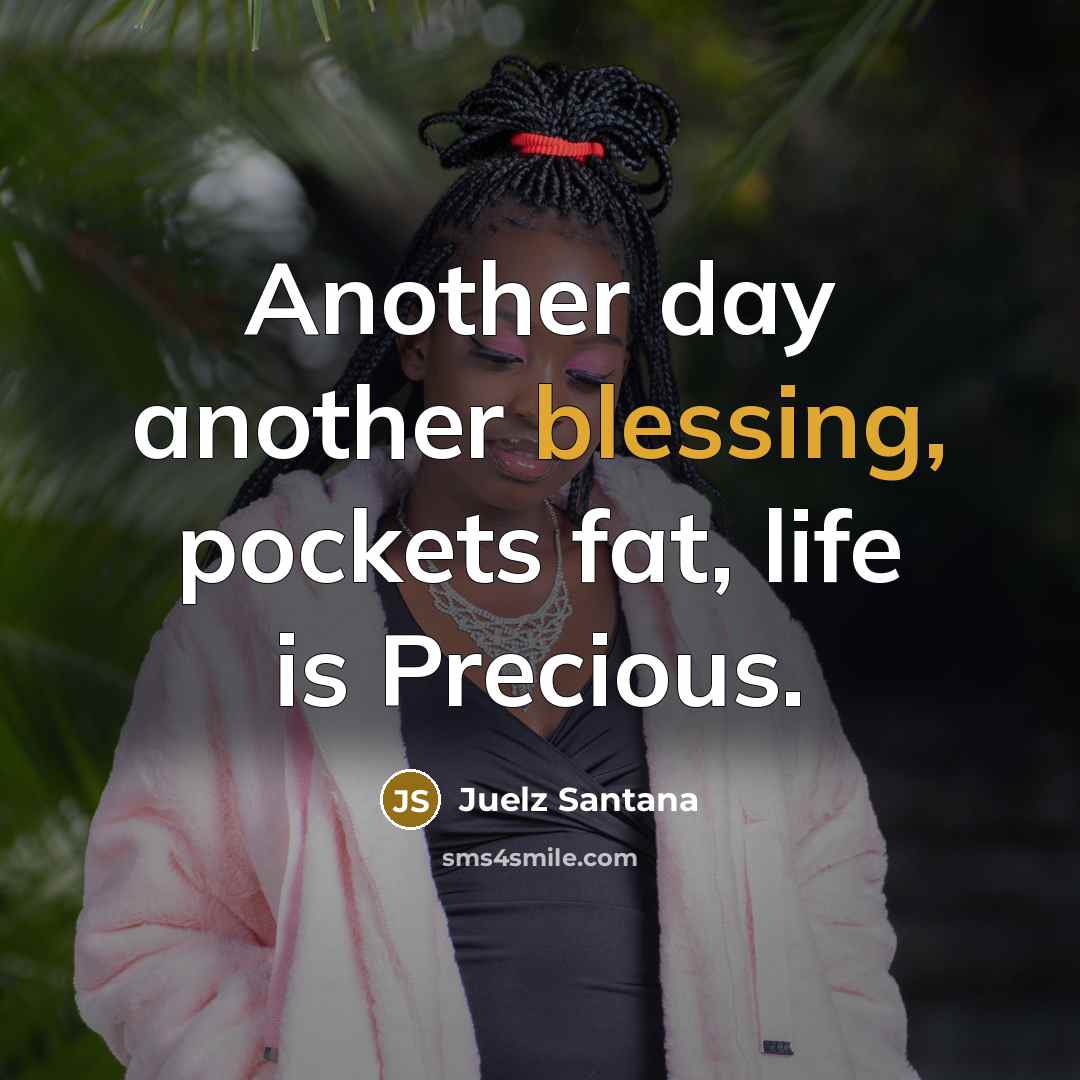 “Another day another blessing, pockets fat, life is Precious.” quote by Juelz Santana