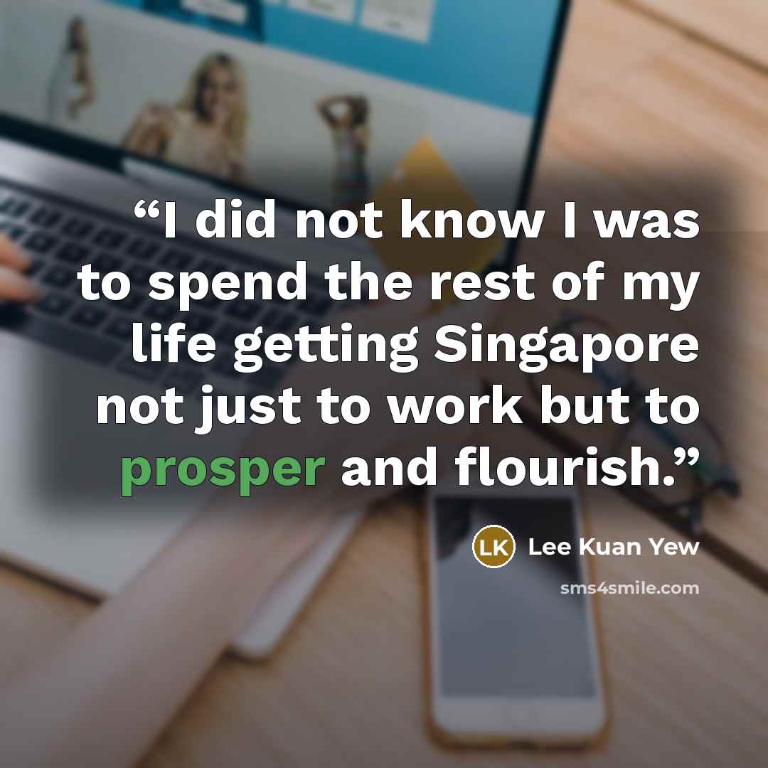 “I did not know I was to spend the rest of my life getting Singapore not just to work but to prosper and flourish.” quote by Lee Kuan Yew