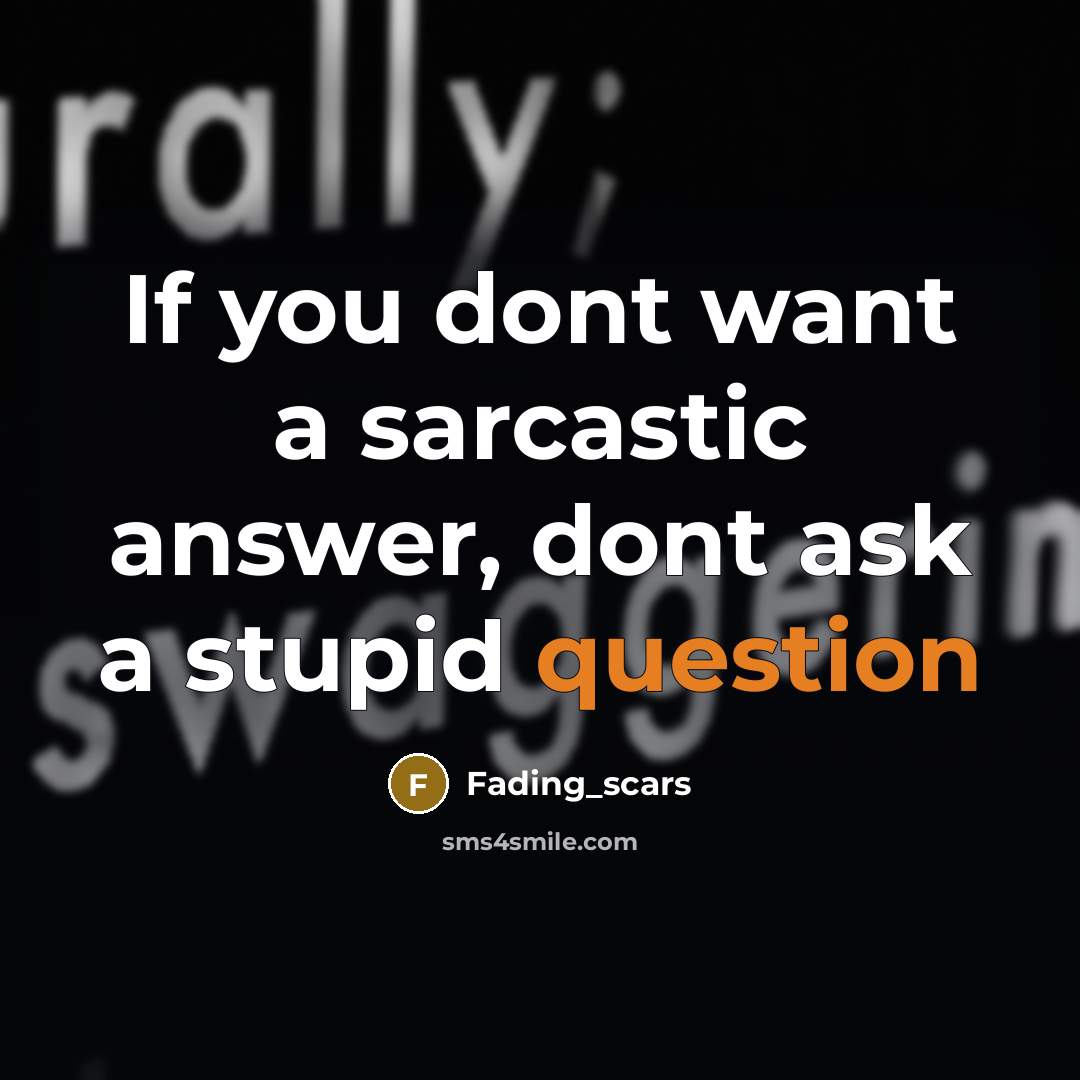 “If you dont want a sarcastic answer, dont ask a stupid question” quote by Fading_scars