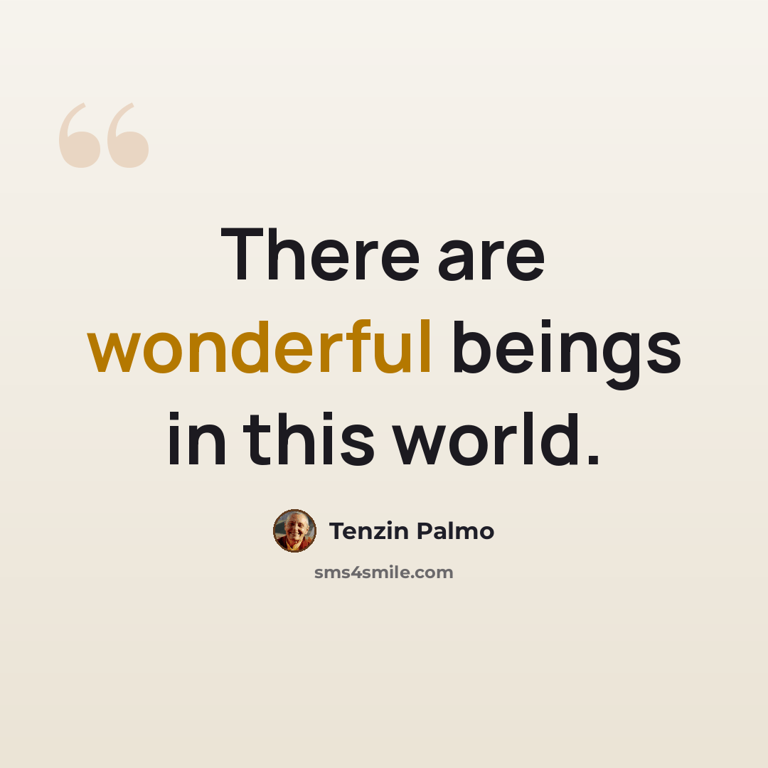 “There are wonderful beings in this world.” quote by Tenzin Palmo