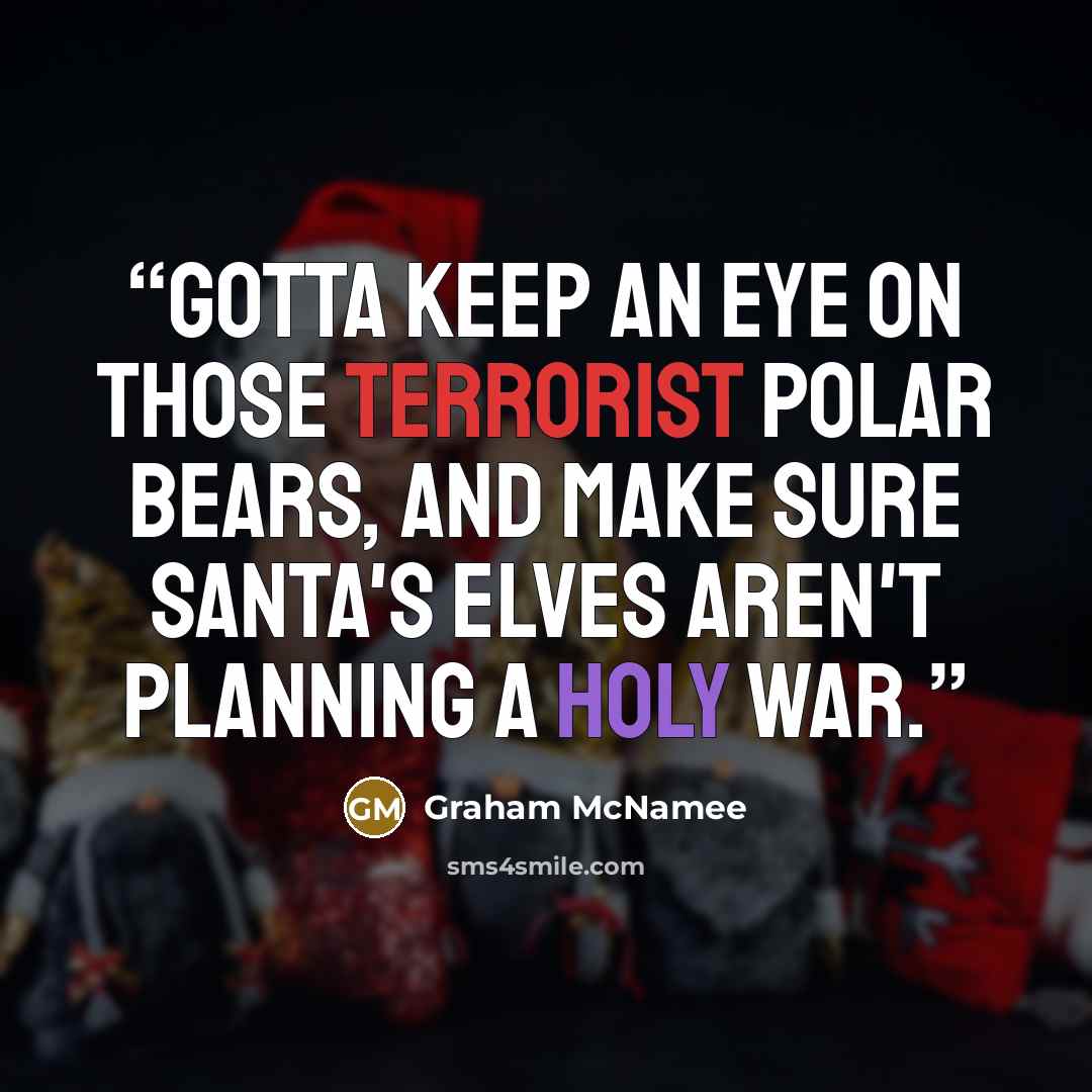 “Gotta keep an eye on those terrorist polar bears, and make sure Santa's elves aren't planning a holy war.” quote by Graham McNamee