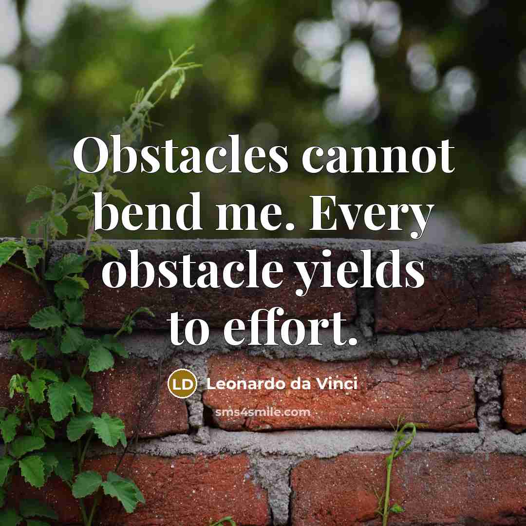 “Obstacles cannot bend me. Every obstacle yields to effort.” quote by Leonardo da Vinci