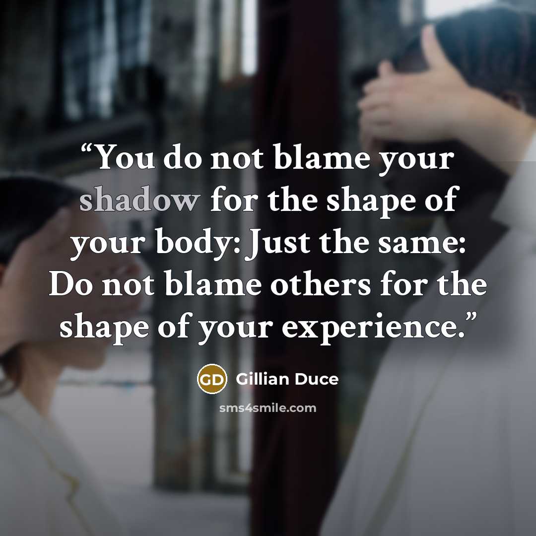 “You do not blame your shadow for the shape of your body: Just the same: Do not blame others for the shape of your experience.” quote by Gillian Duce