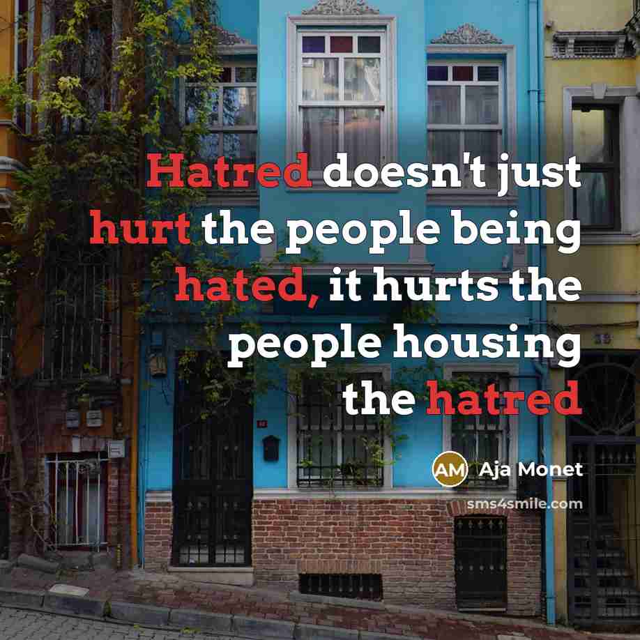 “Hatred doesn't just hurt the people being hated, it hurts the people housing the hatred” quote by Aja Monet