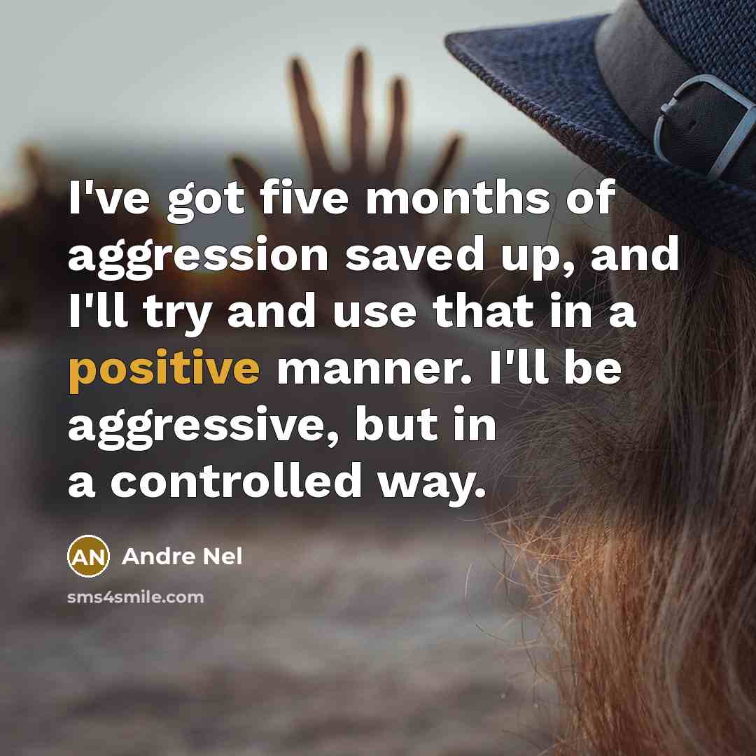 “I've got five months of aggression saved up, and I'll try and use that in a positive manner. I'll be aggressive, but in a controlled way.” quote by Andre Nel