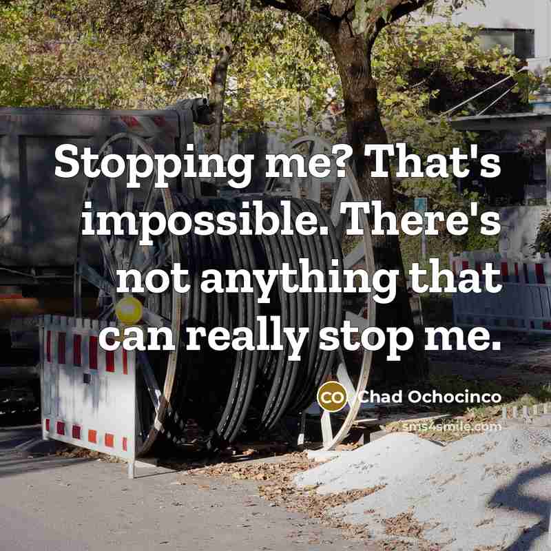 “Stopping me? That's impossible. There's not anything that can really stop me.” quote by Chad Ochocinco