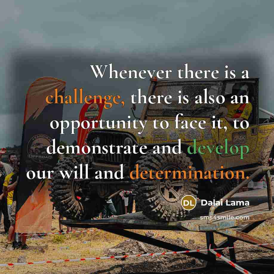 “Whenever there is a challenge, there is also an opportunity to face it, to demonstrate and develop our will and determination.” quote by Dalai Lama
