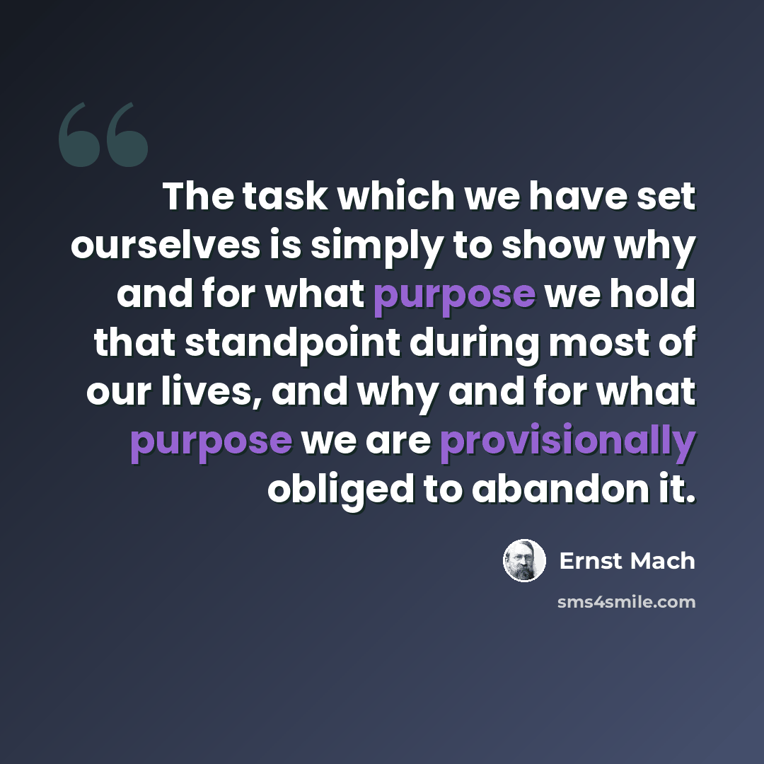 “The task which we have set ourselves is simply to show why and for what purpose we hold that standpoint during most of our lives, and why and for what purpose we are provisionally obliged to abandon it.” quote by Ernst Mach