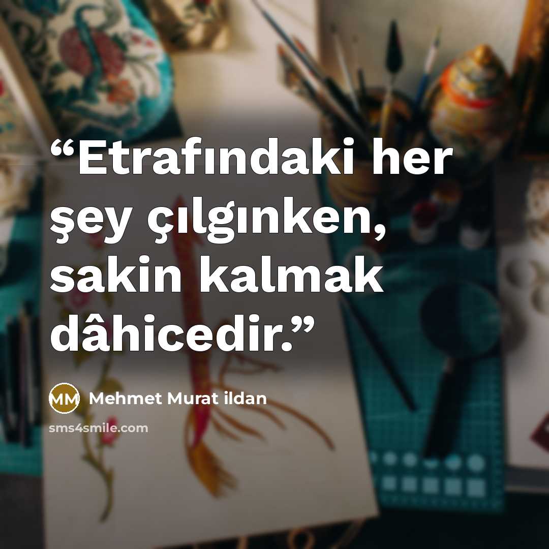 “Etrafındaki her şey çılgınken, sakin kalmak dâhicedir.” quote by Mehmet Murat ildan