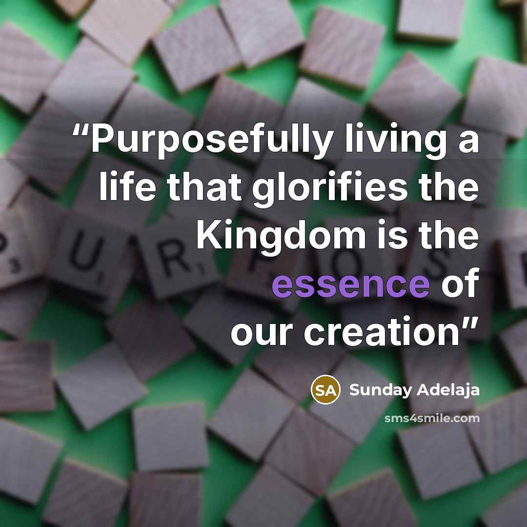 “Purposefully living a life that glorifies the Kingdom is the essence of our creation” quote by Sunday Adelaja
