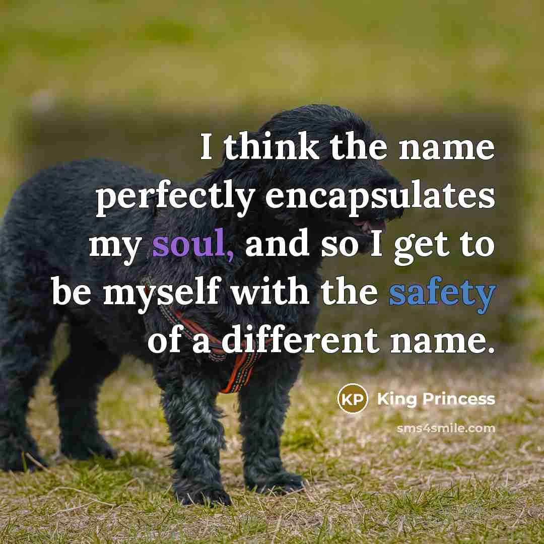 “I think the name perfectly encapsulates my soul, and so I get to be myself with the safety of a different name.” quote by King Princess