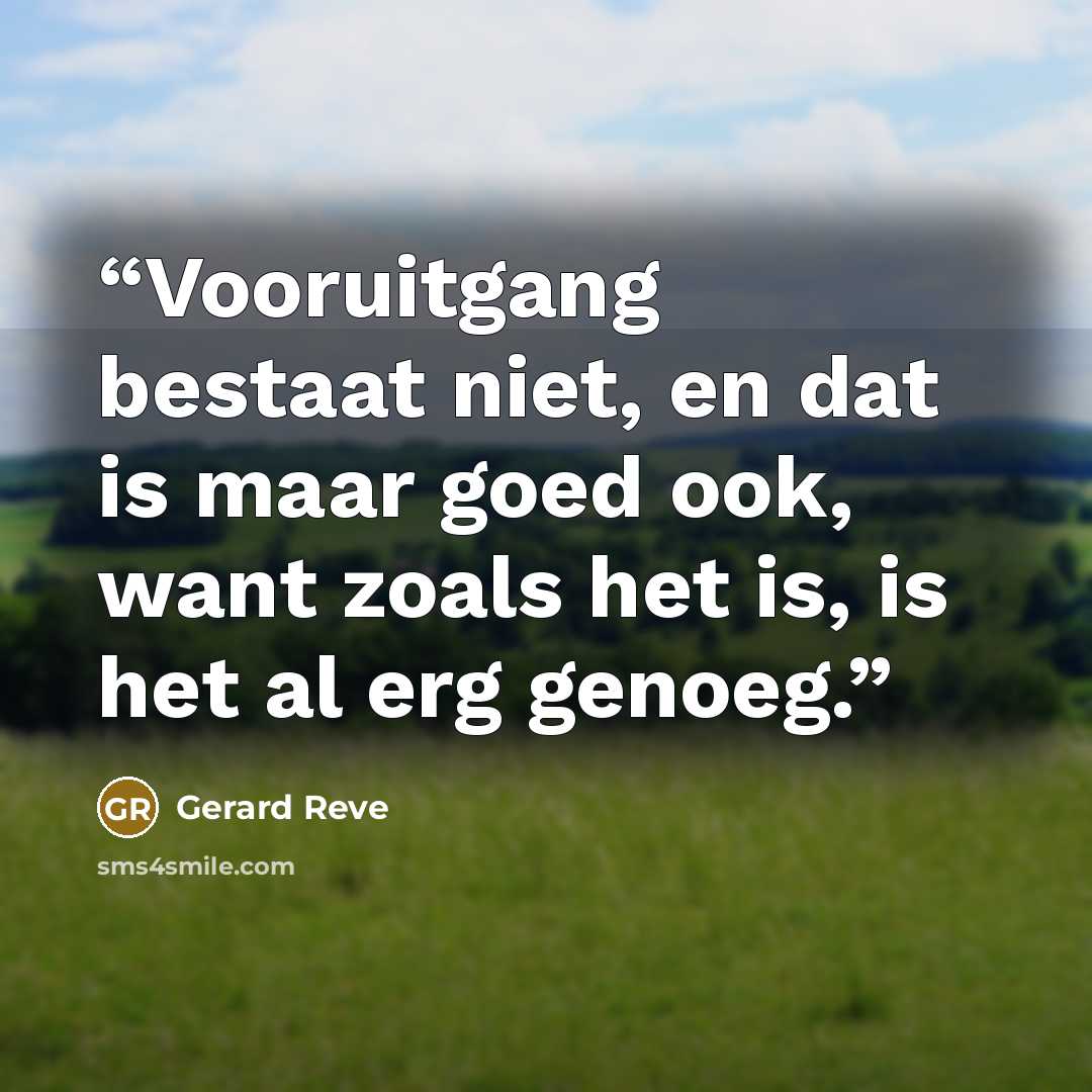 “Vooruitgang bestaat niet, en dat is maar goed ook, want zoals het is, is het al erg genoeg.” quote by Gerard Reve