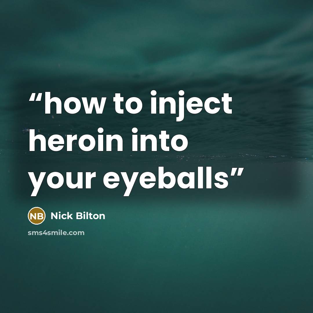 “how to inject heroin into your eyeballs” quote by Nick Bilton