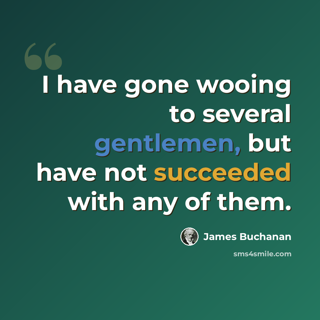 “I have gone wooing to several gentlemen, but have not succeeded with any of them.” quote by James Buchanan