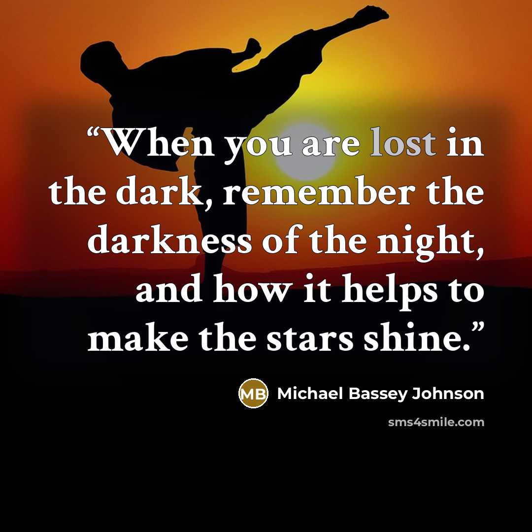 “When you are lost in the dark, remember the darkness of the night, and how it helps to make the stars shine.” quote by Michael Bassey Johnson