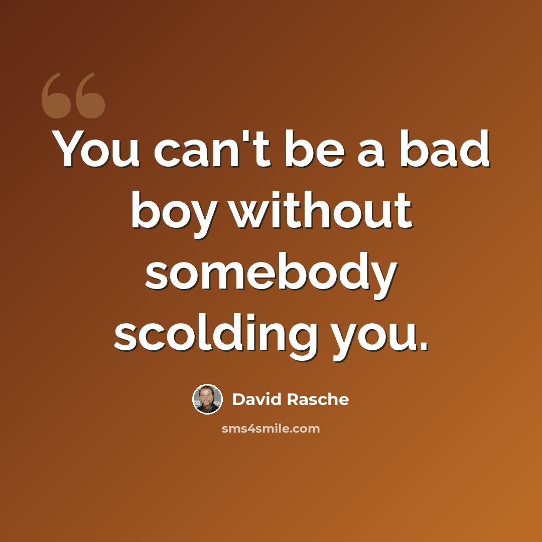 “You can't be a bad boy without somebody scolding you.” quote by David Rasche