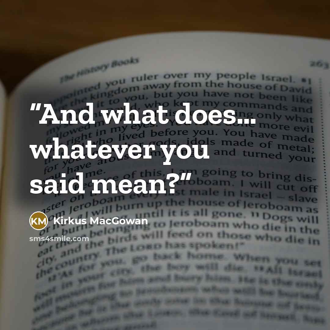 “And what does… whatever you said mean?” quote by Kirkus MacGowan
