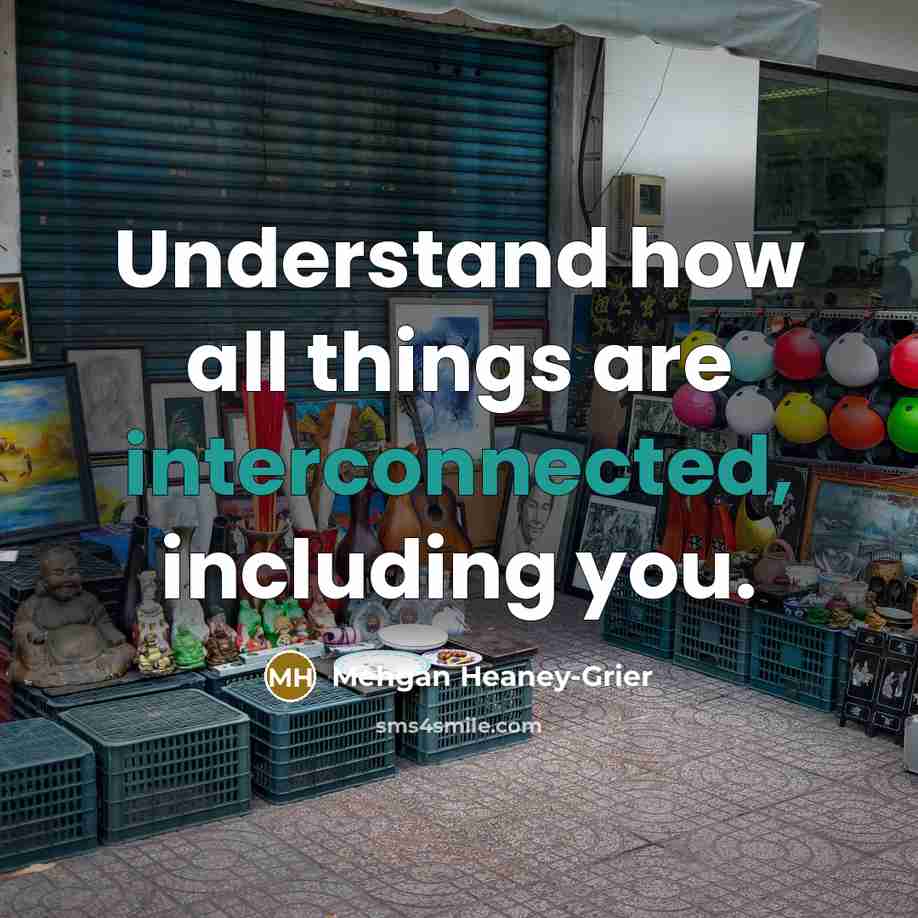 “Understand how all things are interconnected, including you.” quote by Mehgan Heaney-Grier