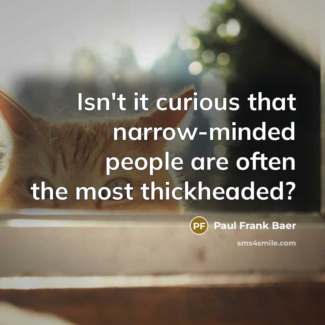 “Isn't it curious that narrow-minded people are often the most thickheaded?” quote by Paul Frank Baer