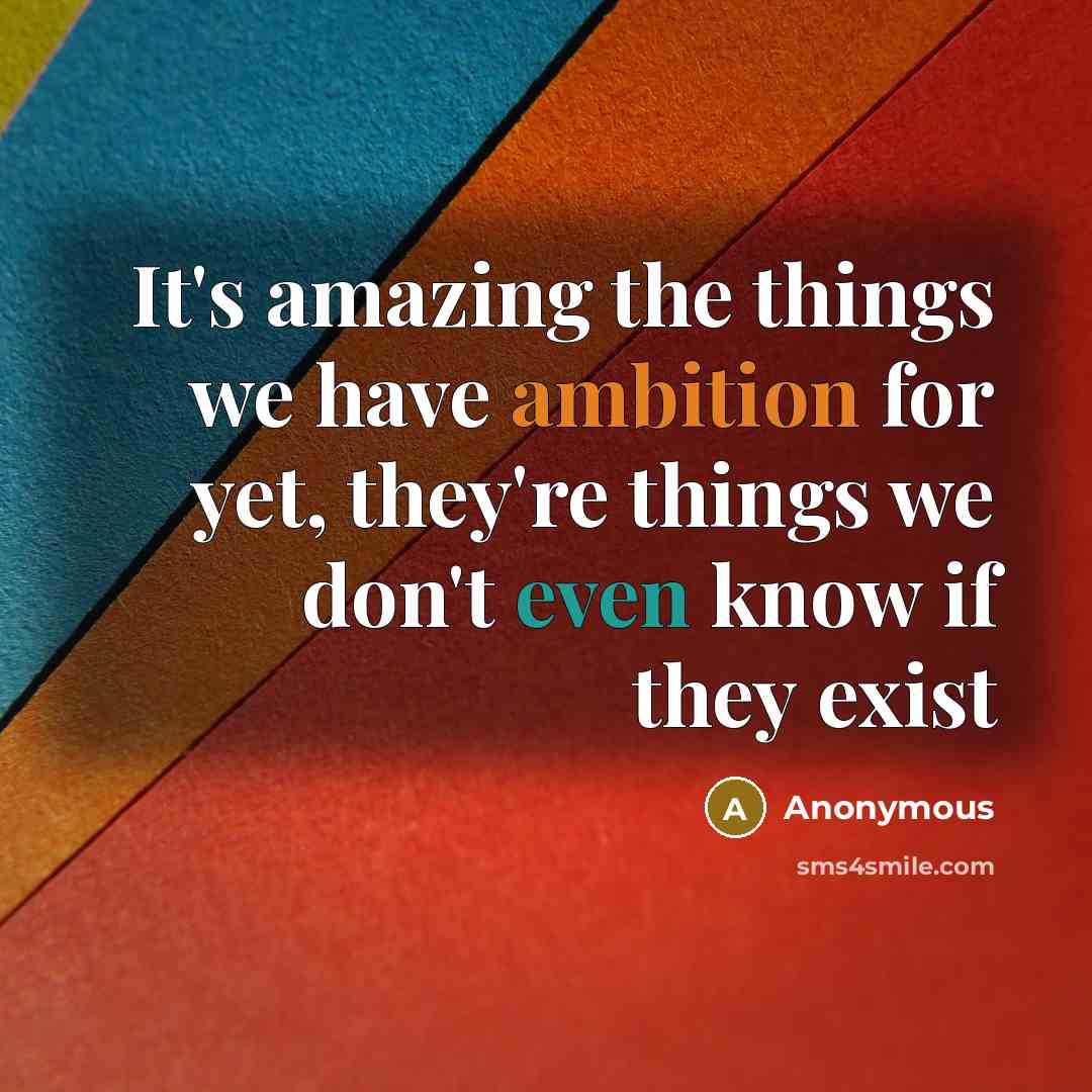 “It's amazing the things we have ambition for yet, they're things we don't even know if they exist” quote by Anonymous