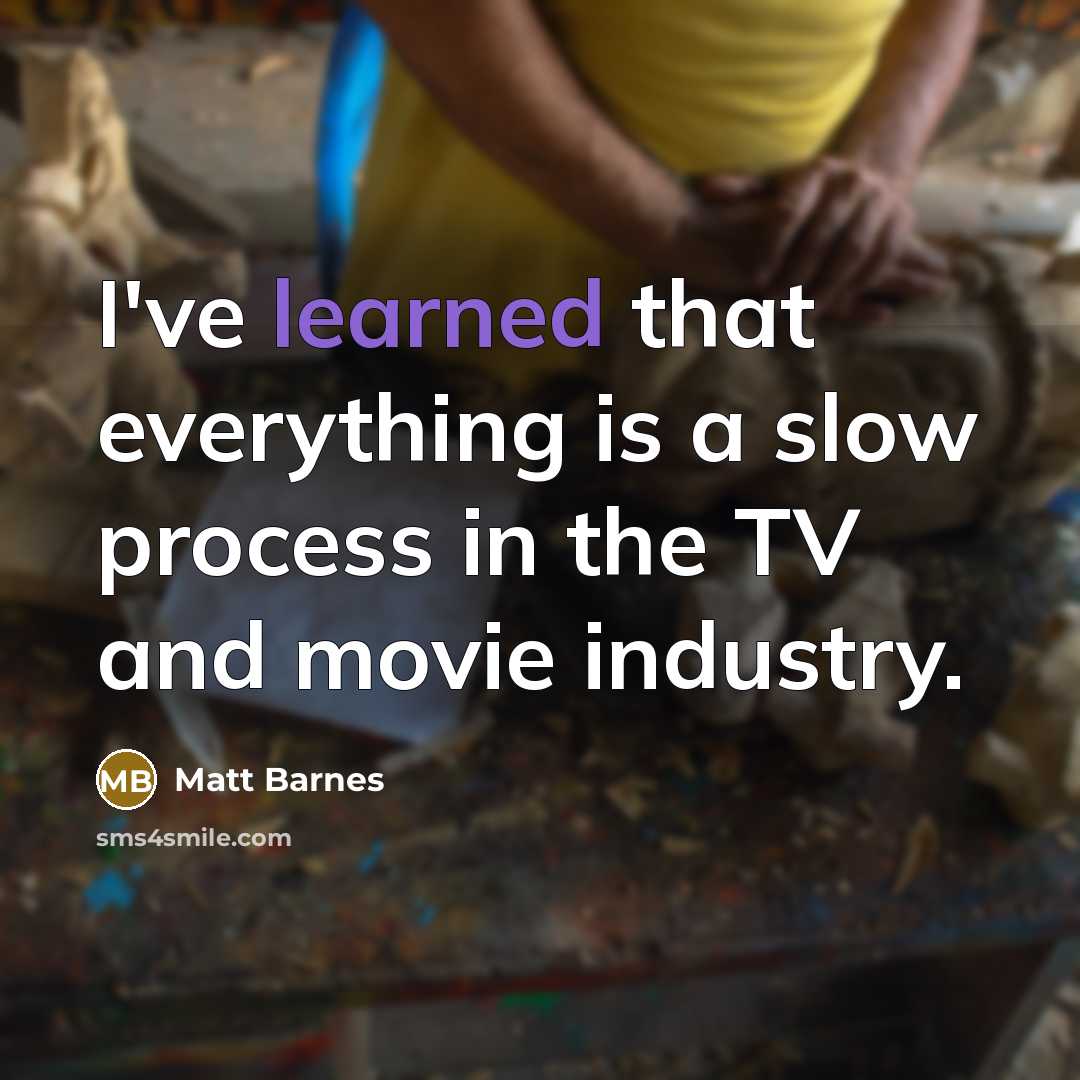 “I've learned that everything is a slow process in the TV and movie industry.” quote by Matt Barnes